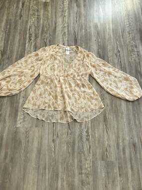 Cabi Couplet Blouse Style 4156 Chiffon Leaf Print Peplum Top XS